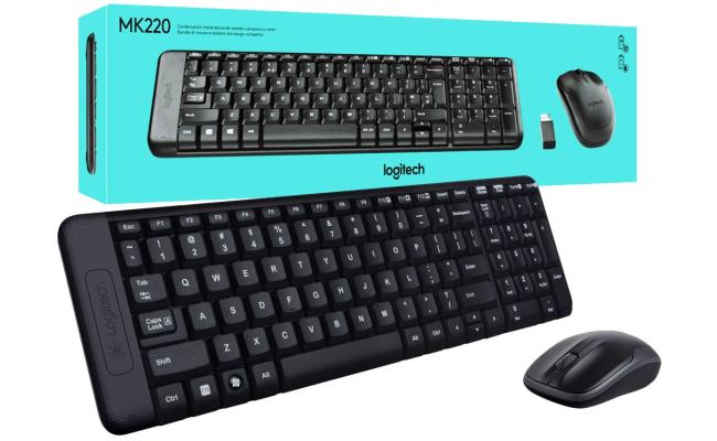 Logitech MK220 Compact Wireless Keyboard & Mouse Set for Windows Unifying USB-Receiver 24 Month Battery - Black